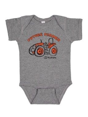 Gray Kubota 'Future Farmer' Baby Bodysuit
